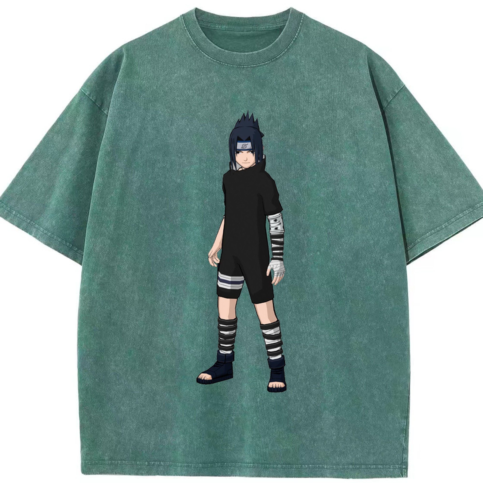 （画像用） NARUTO -ナルト- うちは サスケ Uchiha Sasuke 綿100% ヴィンテージ風 半袖Tシャツ（フロントプリント）